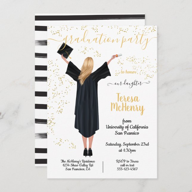Personalized Portrait Graduation invitations (Front/Back)