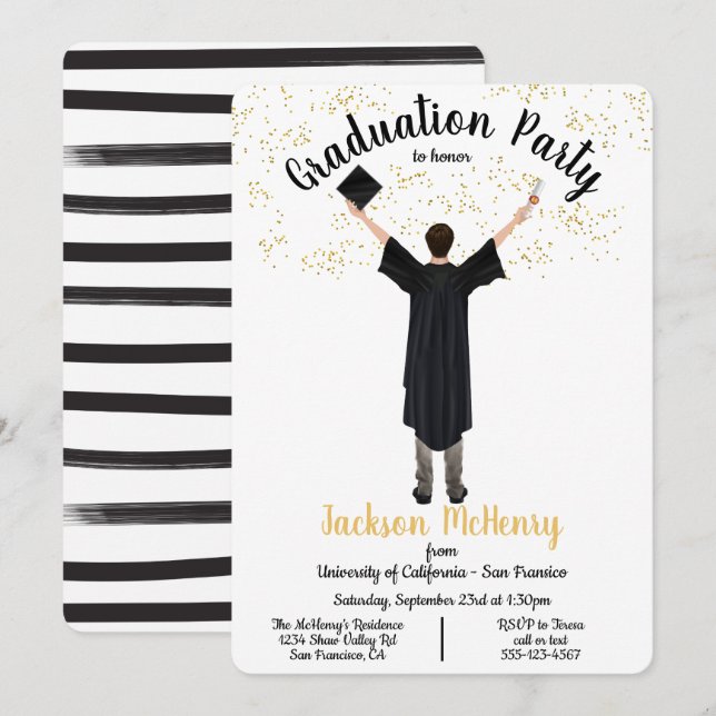Personalized Portrait Male Graduation invitations (Front/Back)