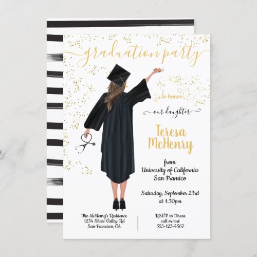 Personalized Portrait Nurse Medical Graduation Inv Invitation