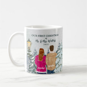 Personalized Portrait Our First Christmas Married Coffee Mug