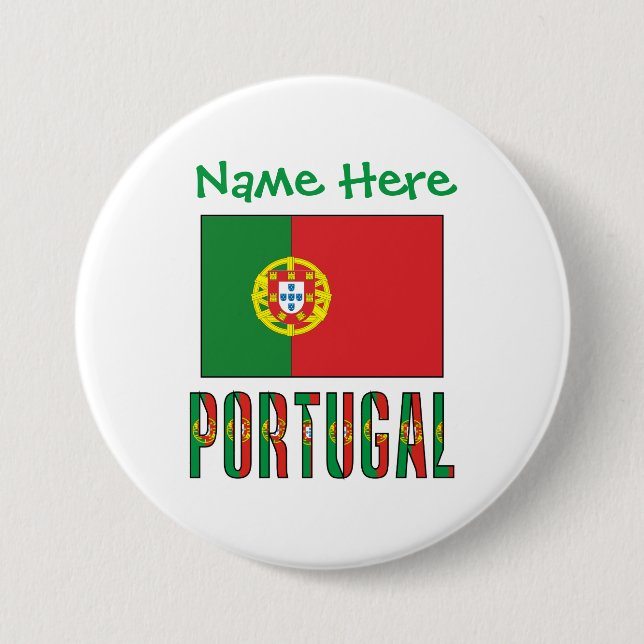 Personalized Portugal Flag Heritage Button (Front)