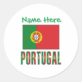 Personalized Portugal Flag Heritage Classic Round Sticker