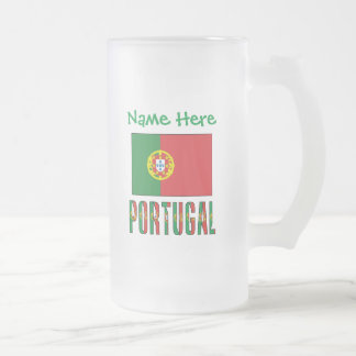 Personalized Portugal Flag Heritage Frosted Glass Beer Mug