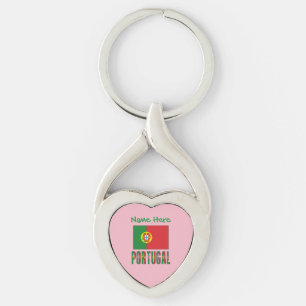 Personalized Portugal Flag Heritage Heart Keychain