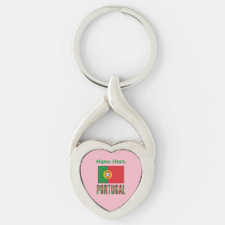 Personalized Portugal Flag Heritage Heart Keychain