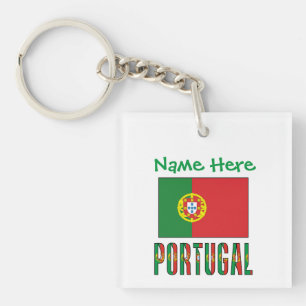 Personalized Portugal Flag Heritage Square Acrylic Keychain
