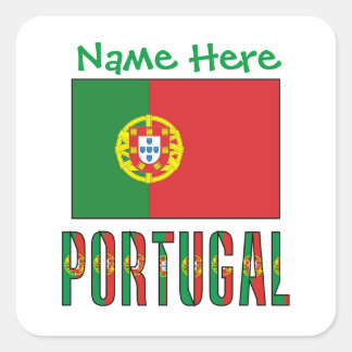 Personalized Portugal Flag Heritage Square Label