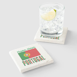 Personalized Portugal Flag Heritage Stone Coaster