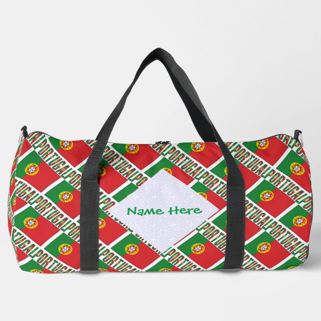 Personalized Portugal Flag Tiled  Duffle Bag (Front)