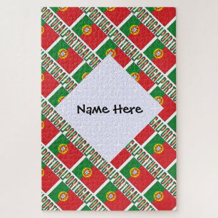 Personalized Portugal Flag Tiled Jigsaw Puzzle