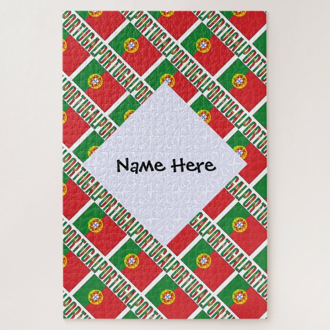 Personalized Portugal Flag Tiled Jigsaw Puzzle (Vertical)