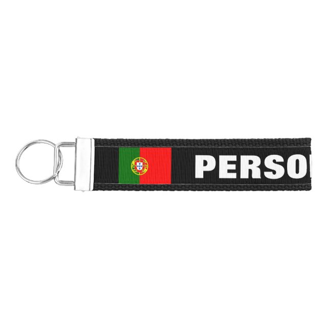 Personalized Portugal flag wrist keychain (Keys on Left)