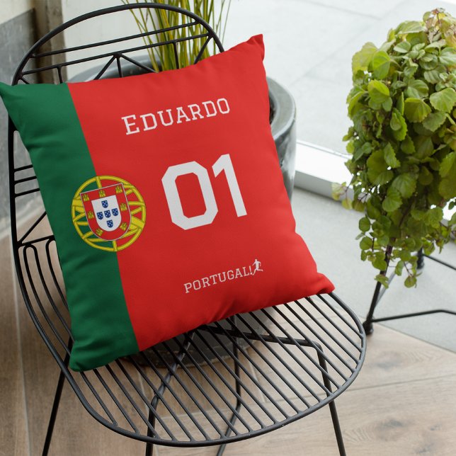 Personalized Portugal Soccer Fan Gear - Custom Nam Throw Pillow (Creator Uploaded)