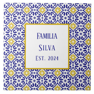 Personalized Portuguese Tiles Blue Mediterranean 