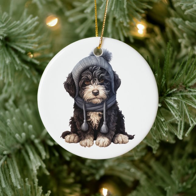 Personalized Portuguese Water Dog Ceramic Ornament (Tree)