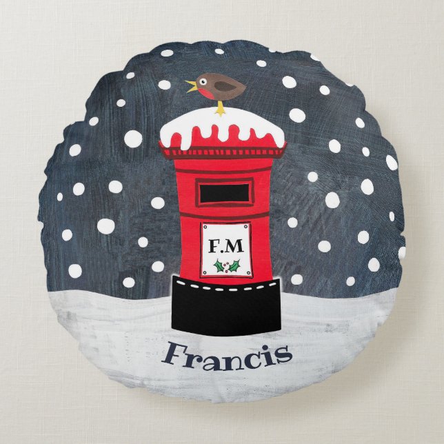 Personalized Post Box Christmas Cushion Pillow (Front)
