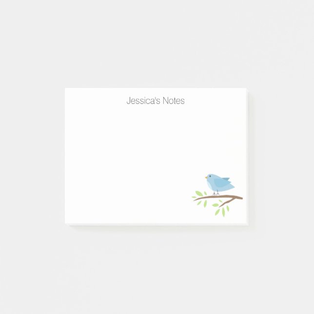 Personalized Post-it® notes with bird illustration (Front)