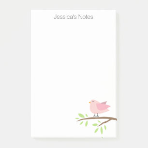 Personalized Post-it® notes with cute bird design