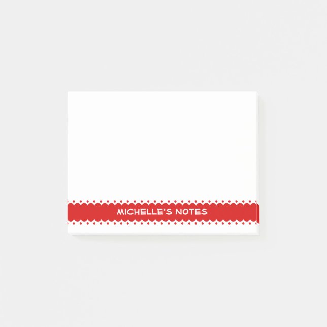 Personalized Post-it® notes with cute red border (Front)