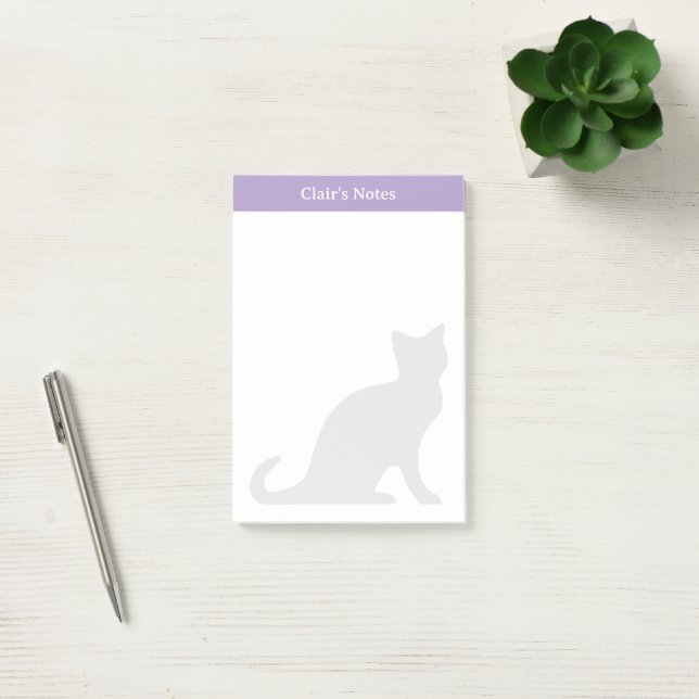 Personalized Post-it® notes with grey cat design (Office)