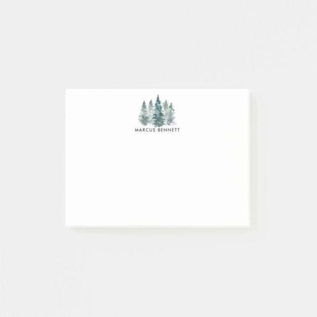Personalized Post Its | Rustic Minimalist Pines Post-it Notes (Front)