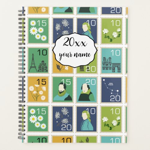 Personalized Postage Stamps Planner Notebook
