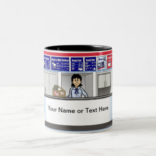 Personalized Postal Counter Worker Female Cartoon Two-Tone Coffee Mug