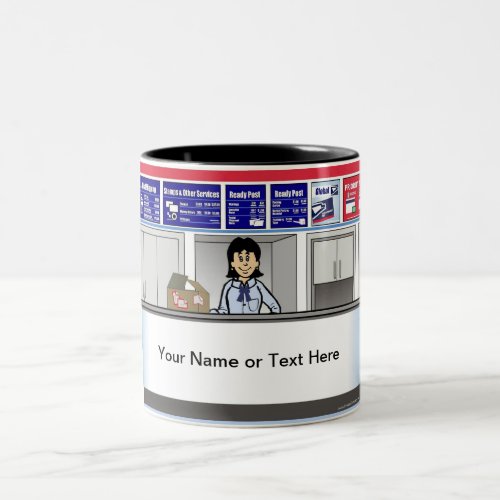 Personalized Postal Counter Worker Female Cartoon Two_Tone Coffee Mug
