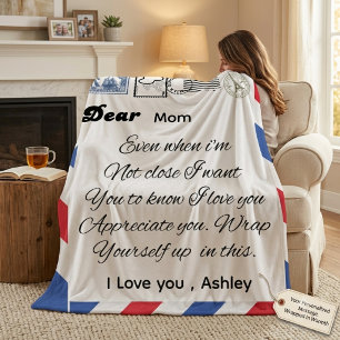 Personalized Postcard Blanket for Mom from Daughte