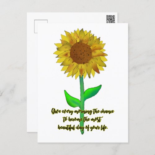 Personalized Postcard Sunflower with quote