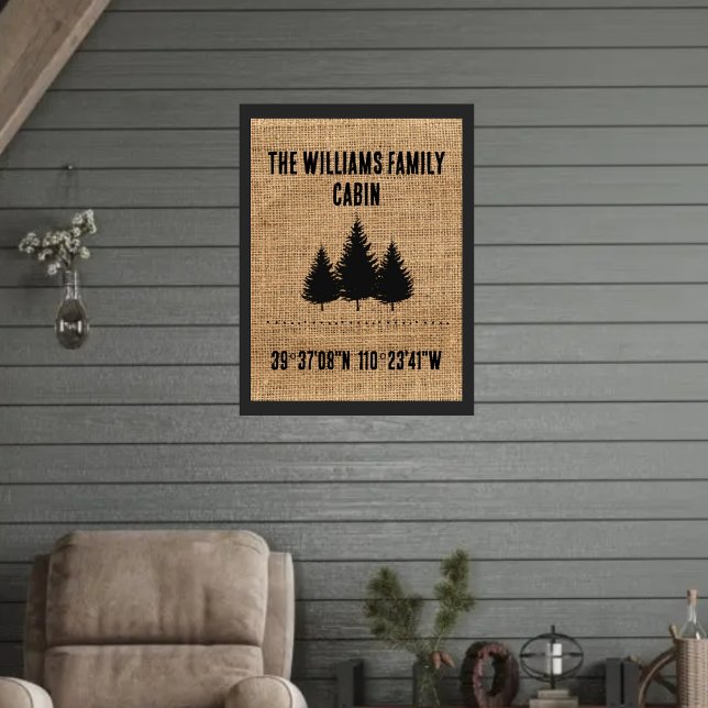 Personalized poster family cabin burlap (Creator Uploaded)