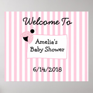 Personalized Poster Pink Ladybug Poster Banner