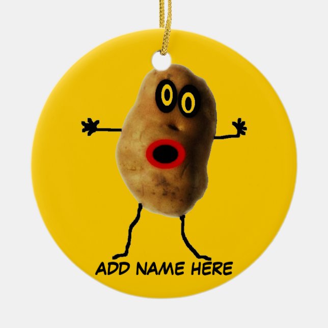 Personalized Potato Cartoon Ceramic Ornament (Front)