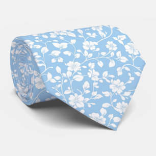 Personalized Powder Blue Garden Floral Tie
