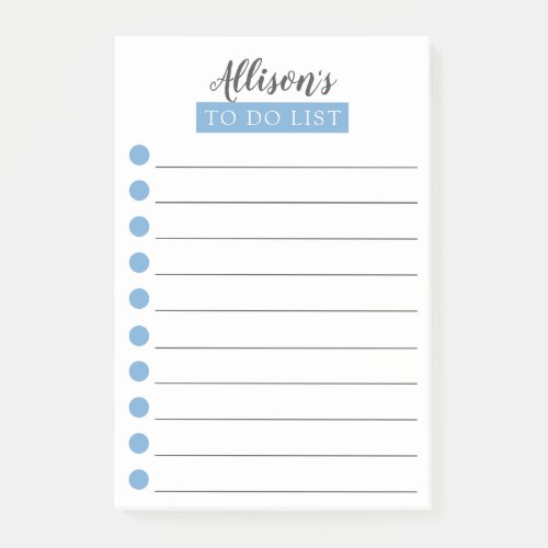 Personalized Powder Blue To Do List Post_it Notes