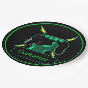 Personalized Power Gamer Paper Plates