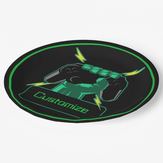 Personalized Power Gamer Paper Plates (Angled)