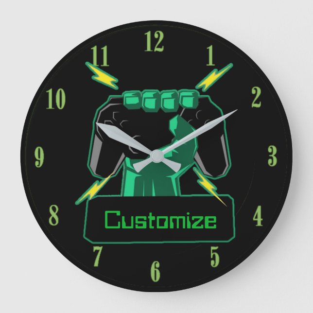 Personalized Power Gamer Round Clock (Front)