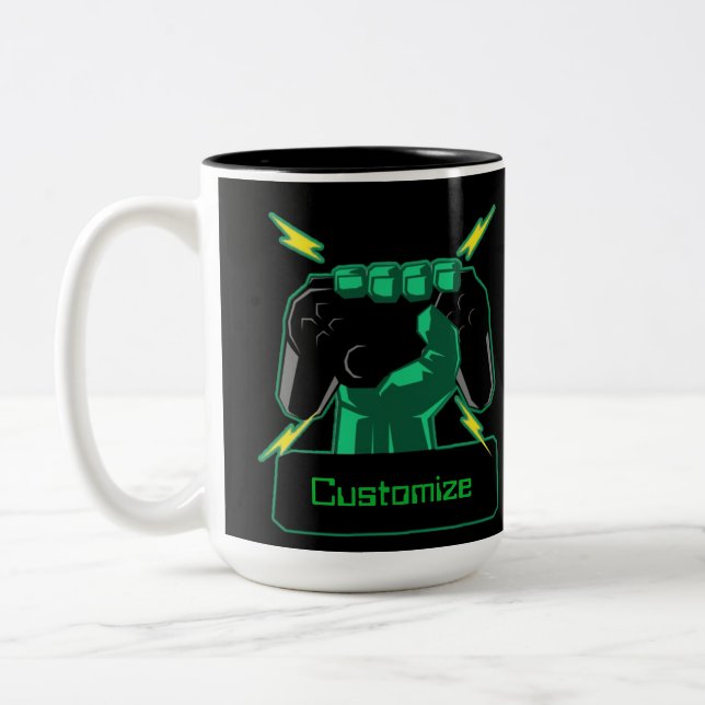 Personalized Power Gamer Two-Tone Coffee Mug (Left)