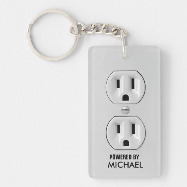 Personalized Power Outlet Key-chain Keychain (Front)