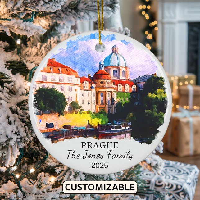 Personalized Prague Ornament, Czech Republic Ceramic Ornament (Creator Uploaded)