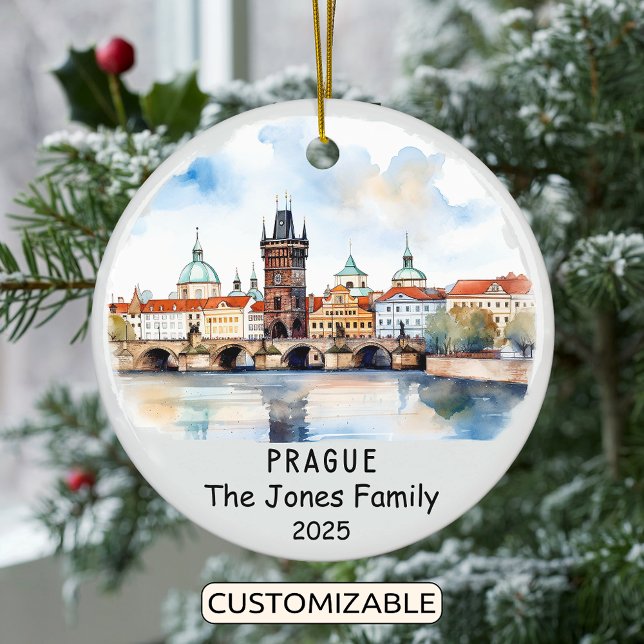 Personalized Prague Ornament, Czech Republic Ceramic Ornament (Creator Uploaded)