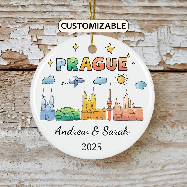 Personalized Prague Ornament, Czech Republic Ceramic Ornament (Creator Uploaded)