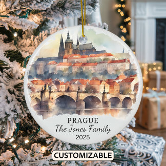 Personalized Prague Ornament, Czech Republic Gift Ceramic Ornament