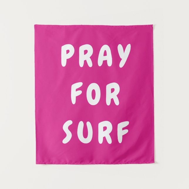 Personalized Pray for Surf Wall Art Banner Surfer Tapestry (Front)