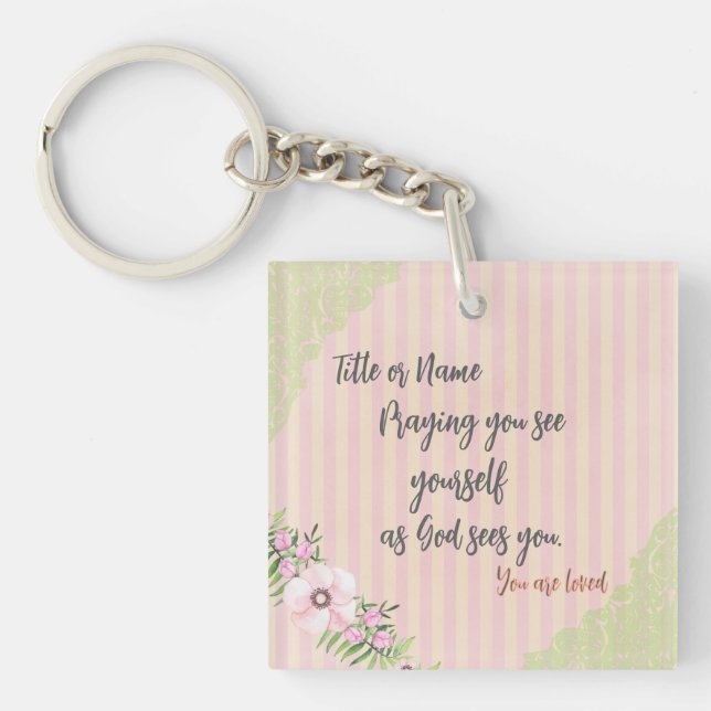 Personalized Prayer Quote compact mirror Keychain (Front)