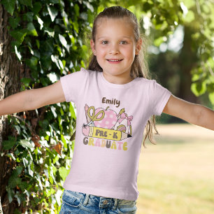 Personalized Pre-K Grad Retro Bow Pencil for Girl T-Shirt