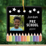 Personalized Pre School Colorful Photo Keepsake Ceramic Ornament