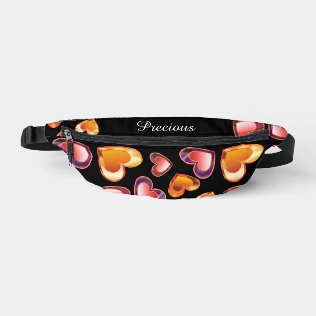 Personalized Precious Gem Foil Hearts Fanny Pack (Front)