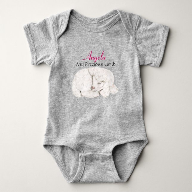 Personalized Precious Lamb Baby Bodysuit (Front)
